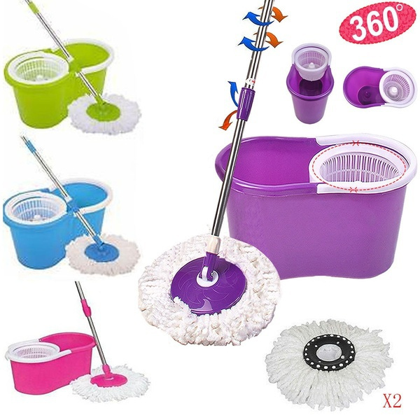 auditorium Fascineren Moskee Microfiber Spining Magic Spin Mop W/Bucket 2 Heads Rotating 360° Easy Floor  Mop Washable Plastic Handle Great Wet Or Dry Machine | Wish