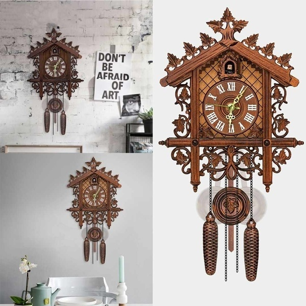 Handcraft Wood Clock House Style Wall Clock Art Vintage Home Decoration
