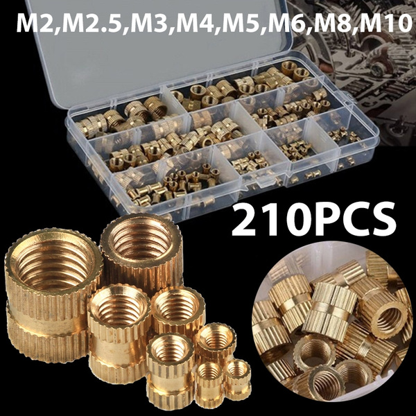 210X M2-M10 Assorted Cylinder Knurled Threaded Round Insert Embedded Nuts UK