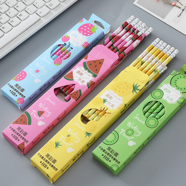 12pcs/box Cute Standard Wood Pencil with Eraser for Kid Student Writing Drawing 