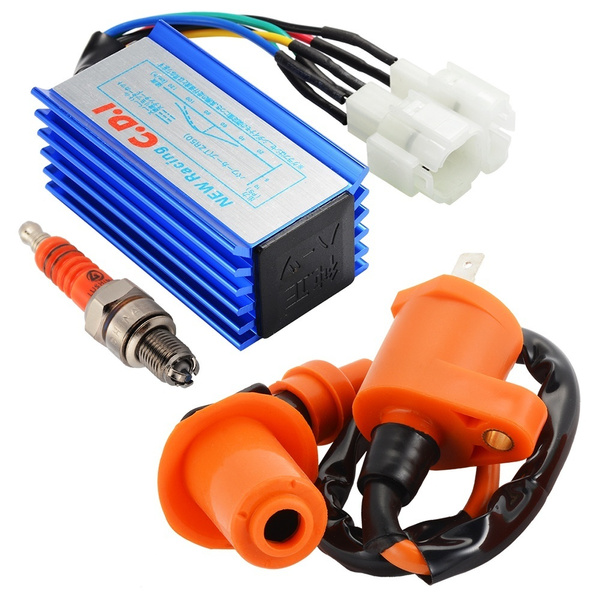 Racing Ignition Coil and Spark Plug for GY6 50cc 125cc 150cc Scooter ATV Go Kart Moped with 6Pin