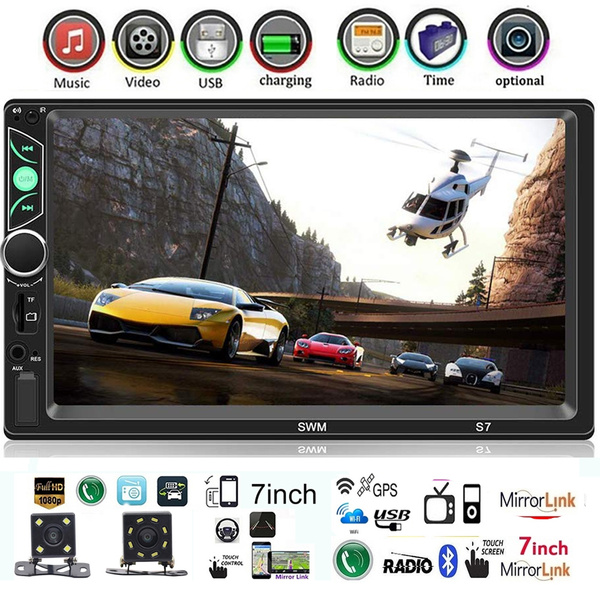 NEW Upgrade 7-inch Double Din Car Stereo Gps Navigation Car Mp5 Player WiFi  Phone Mirror Link Autoradio Gps Automotive with Rear Camera Car Stereo AM  FM Radio 7018B/S7 ( 2 Types)
