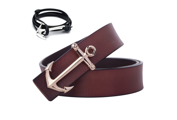 Leather Belt with Anchor Buckle