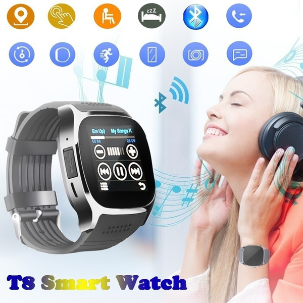 HOT 2021 New Hot Fashion T8 Bluetooth Smart Watch With Camera Music Player  Whatsapp Sync SMS Smartwatch Support SIM TF Card for Android | Wish