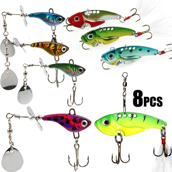 8Pcs Mixed Color Vibrates Spinnerbaits Fishing Lure Blade Baits for Fishing  Perch, Crappie, Trout, Bass, Pike, Musky, Walleye, Salmon, Striper and More