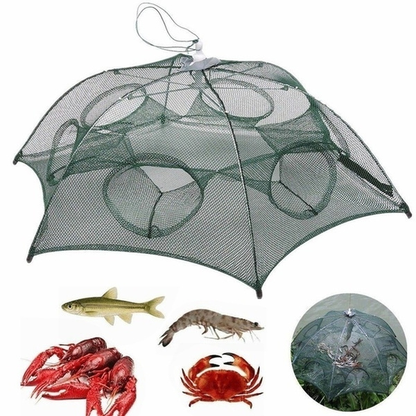 Strengthened 4-16 Holes Automatic Fishing Net Shrimp Cage Nylon ...