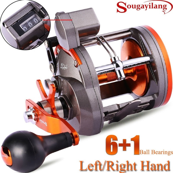 Sougayilang Line Counter Trolling Reel Conventional Level Wind Fishing Reel  Left Handle