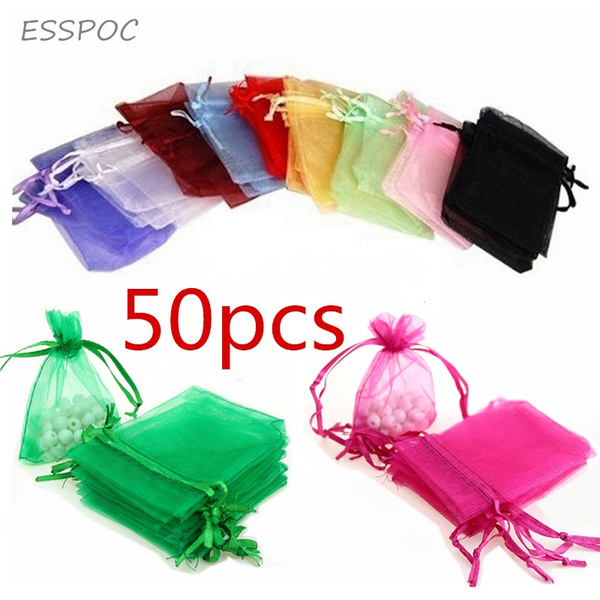10 & 25 Organza Bags Gift Pouches Jewellery Packaging Wrapping Mesh Drawstring 