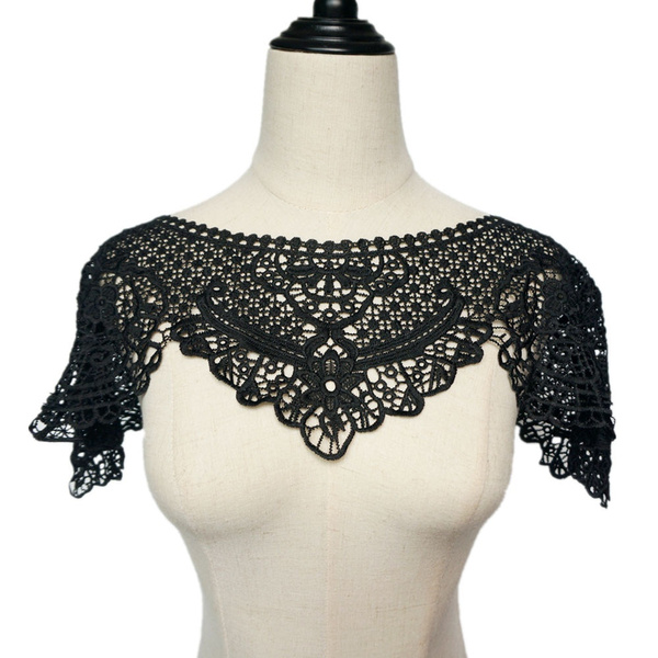 Black Embroidery Flower Lace Applique Net Trim Sew Cotton Collar Patch ...
