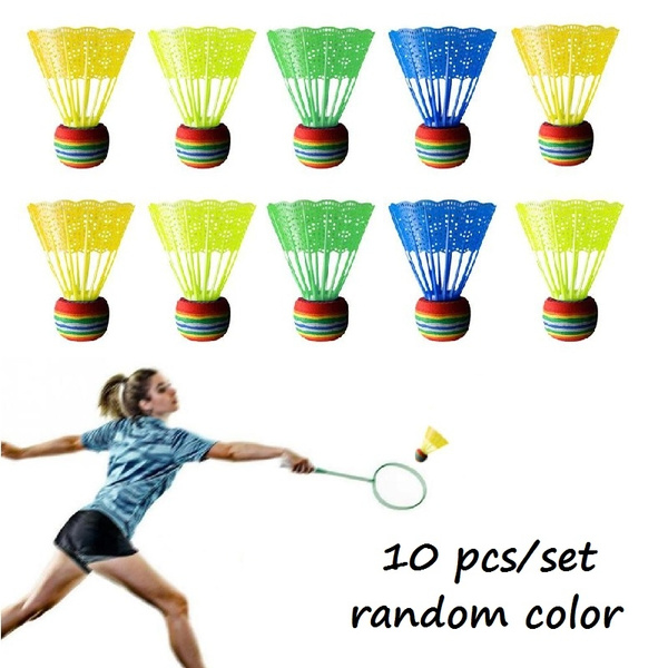 Badminton Shuttlecock Rainbow Head Nylon Ball Plastic Game Training Feather O2W0 