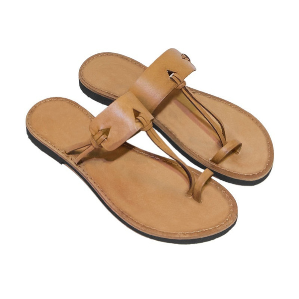brown wide fit flat sandals