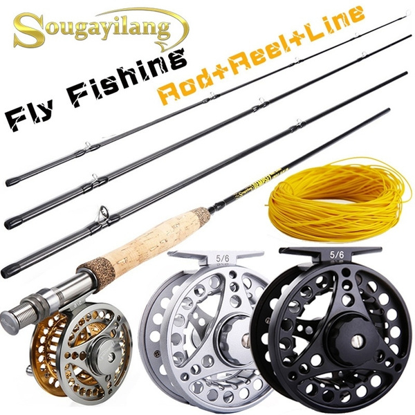 Sougayilang Fly Fishing Rod and Reel 9 FT Carbon Fiber Fishing Rod and  Metal Reel with Free Fishing Line Combo Fishing Tackle Set for Fly Fishing
