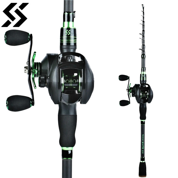 Fishing Rod Reel Set Casting Combos 1.8/2.1m Telescopic Baitcaster Rod and  13BB Casting Reel