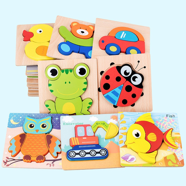Wooden Blocks Animals Transportation Kids Children Educational Toys ...