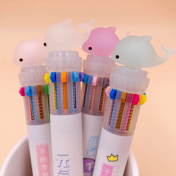 Multi Color Pen 10 Color Cute Cartoon Dolphin Ballpoint Pens Pens School  Stationery Writing Supplies | Wish