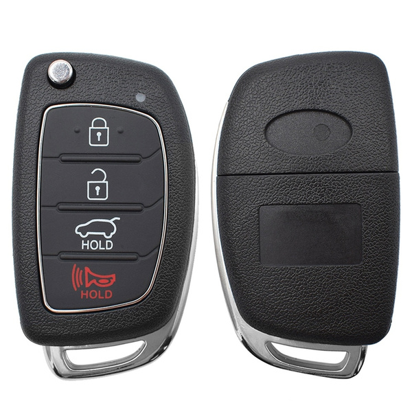 3 Buttons Keyless Entry Remote Shell Case for Hyundai Santa Fe Sonata Replacement Flip Folding Smart Car Key Fob Repair with Uncut Blade 
