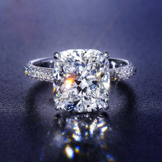 White Gold, DIAMOND, 925 silver rings, Engagement Ring