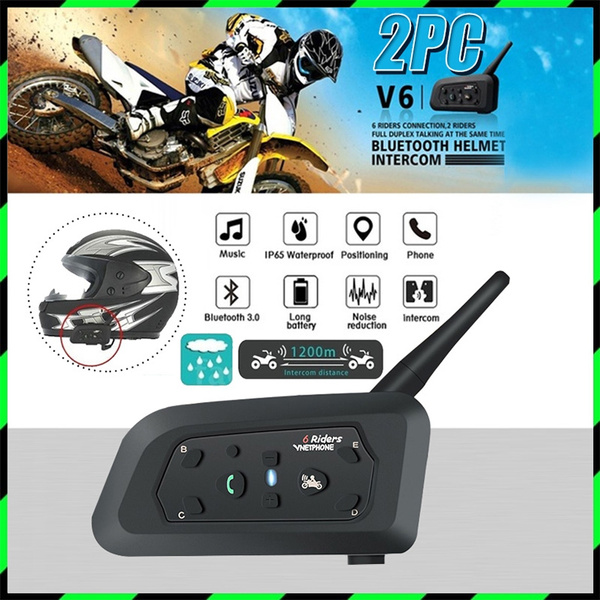 VNETPHONE Motorcycle Helmet Full-duplex Bluetooth Intercom Headset 1200m 6 Rider