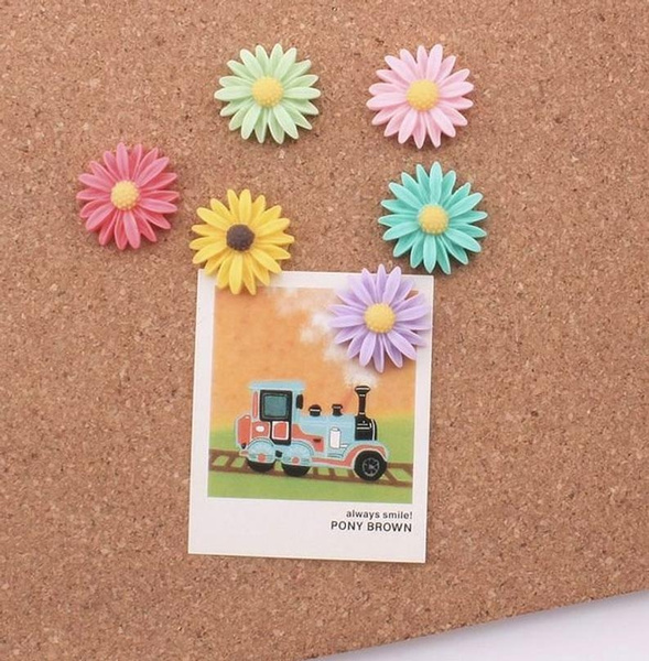 5pcs pack Flower Thumbtacks Mixed Flower Pushpin, Wild Flower Push Pin Set,  Large Colorful Flower Pin board, Radiant Pin Board Tacks | Wish