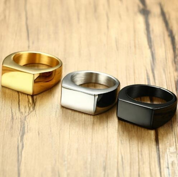 Simple Ring Delicate Finger Ring Stainless Steel Jewelry Creative Ring  Fashion Finger Ring For Man Boy Male (gold With Box Size 12) | Fruugo NO