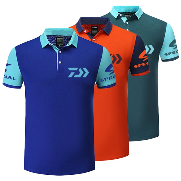 Daiwa Clothing Summer Sports Polo Tee Fishing Tshirt Patchwork Breathable  Outdoor Running Fishing T-shirt Cycling Men Tops