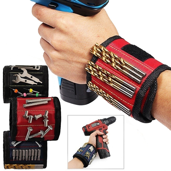 1x Portable Magnetic Wristband Belt Bag for Holding Screw Nail Drill Repair Tool 