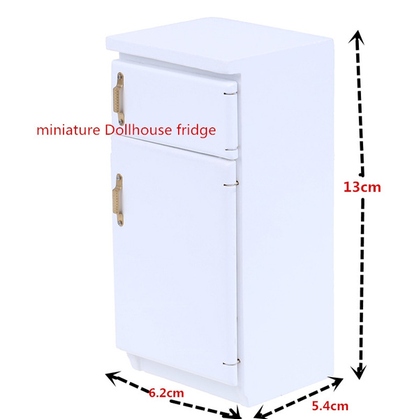 1:12 Dollhouse wooden white refrigerator fridge freezer furniture miniature t_gj