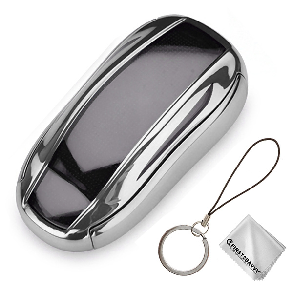 1 Black 1 Silver CoolKo Premium Aluminum Metal Alloy Shell Holder Case Compatible with Model X Car Key Fob with Vachette Clasp 