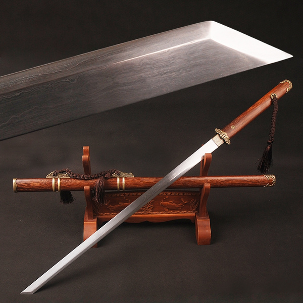 Chinese Sword Katakirihadukuri Folded Steel Blade Rosewood Tang Dynasty Dao 