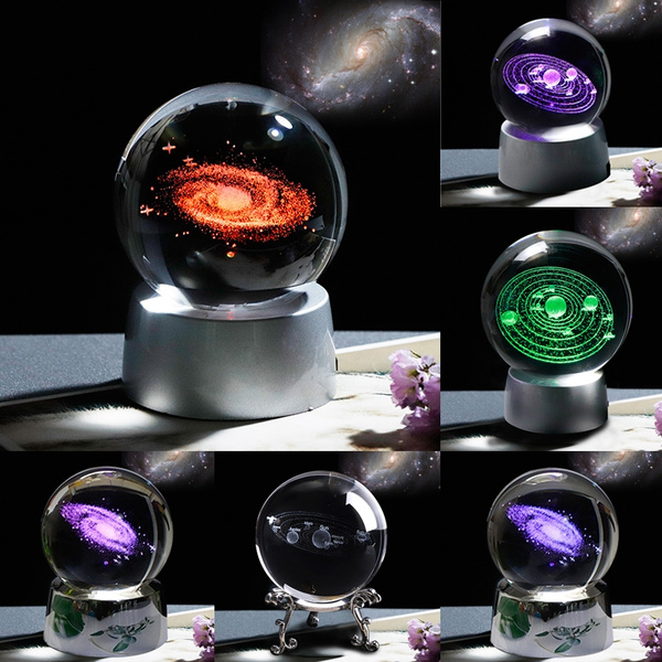 Eubell Milky Way System Crystal Ball 60mm with 3D Laser Engraved Sun System 