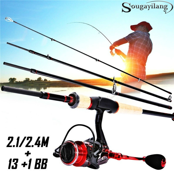 Fishing Rods Set 6.99/7.91ft Portable Spinning Fishing Reel Rod Combo  Travel Spinning Fishing Pole Kits