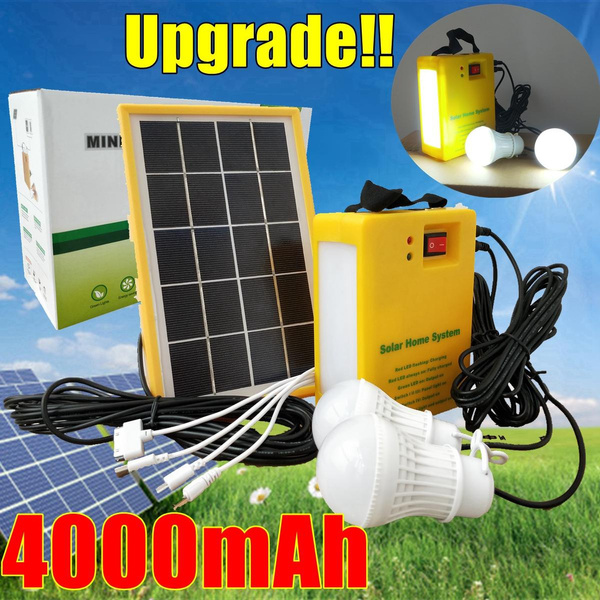 Portable Solar Panel Power Generator LED Light Bulb USB Charger House System Kit 