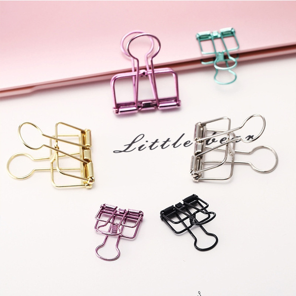 20Pcs Cute Metal Binder Clips Small Craft Bookmarks Stationery Back To ...