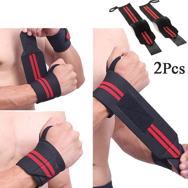 2pcs(1pair) Strength Bandage Wristband Weightlifting Wrist Support Deadlift  Straps for Weight Lifting Bodybuilding Powerlifting and Strength Training  Crossfit