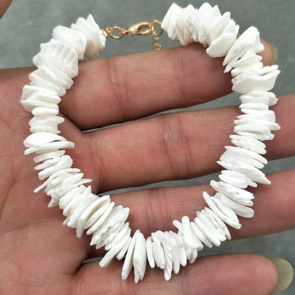 Puka Shell Bracelet Small  6034 White Chipped Seashell  Hawaiian  Elastic  eBay