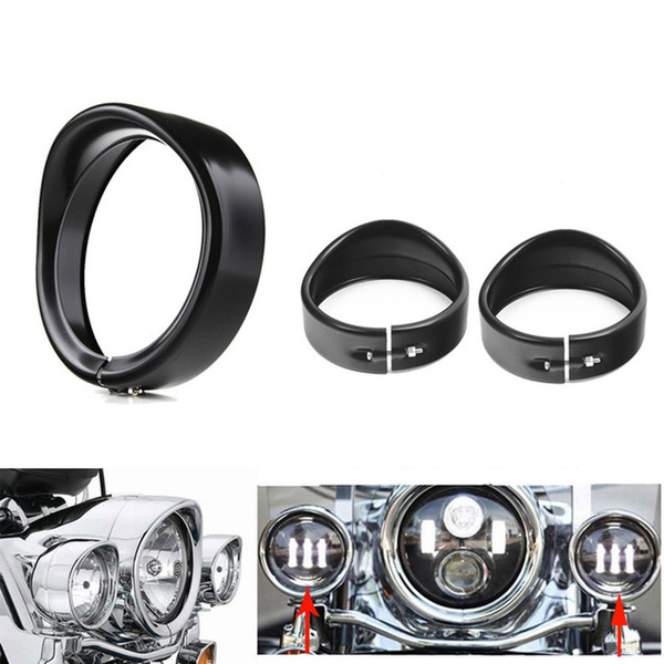 Chrome/ Black 7'' Headlight Trim Ring 2PCS 4.5'' Fog Light Trim Rings ...