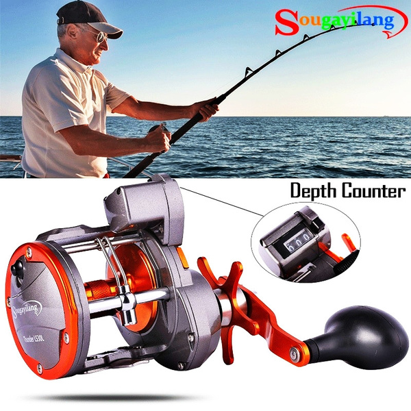 Baitcasting Reel Trolling Fishing Reels with Depth Counter Left