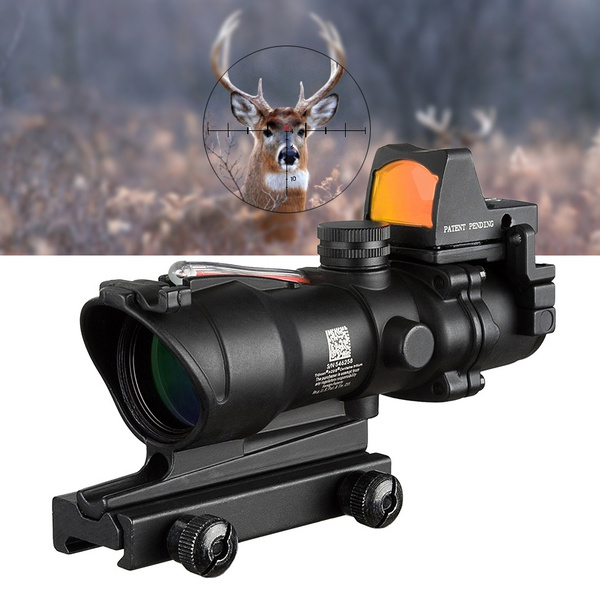 ACOG Tactical 4X32 Sight Scope Real Green/Red Fiber Source Illuminated ...