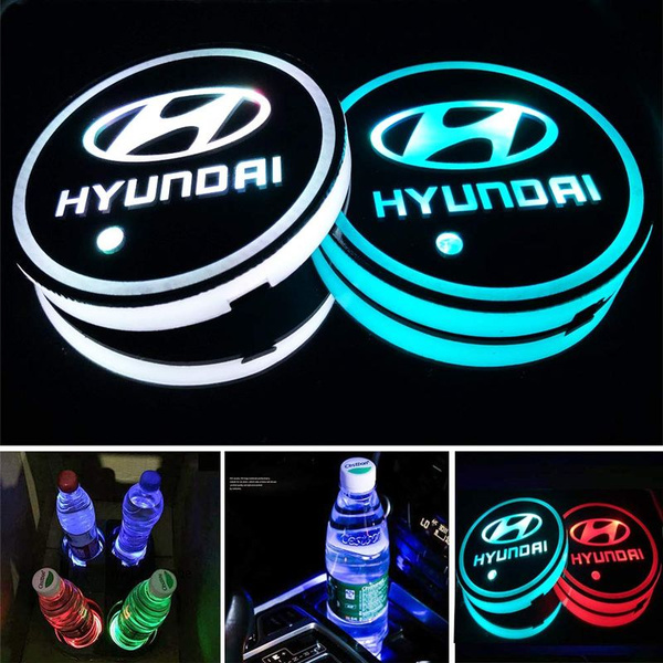 2Pcs LED Cup Holder Lights 7 Colors LED Car Coasters Luminescent