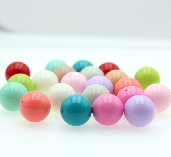 35pcs bulk set of 16mm-18mm MIXED Gumball Beads, Opaque Acrylic Round ...