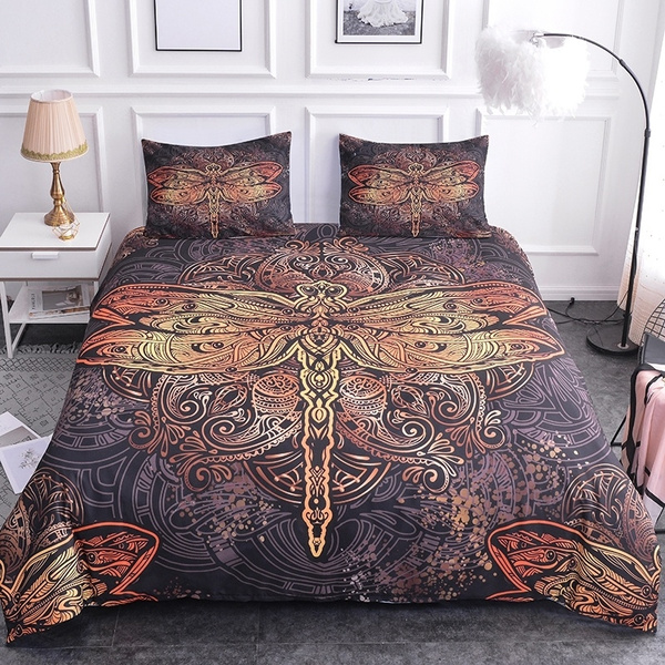 Details about   3D Gold Dragonfly zhuc 1174 Bed Pillowcases Quilt Duvet Cover Set show original title 