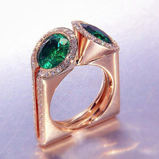 DIAMOND, emeraldring, gold, Romantic