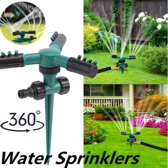 360° Rotating Lawn Sprinkler Automatic Water Sprinkler System Garden Hose Green 