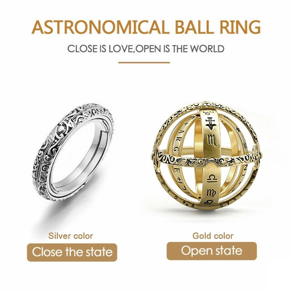 ASTRONOMICAL SPHERE BALL Cosmic Finger Ring Sphere Ball Folding Ring with  Chain £7.19 - PicClick UK