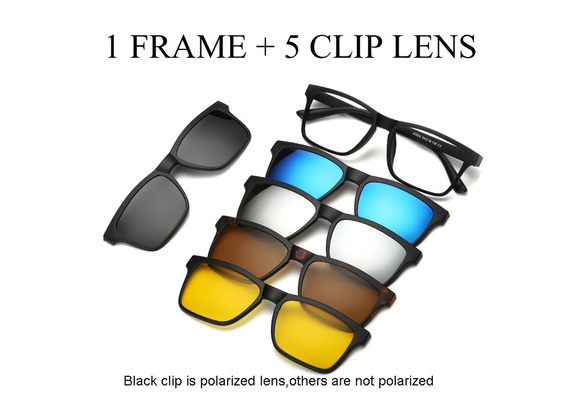 5 lens magnet glasses clip on sunglasses Mens UV400 Polarized