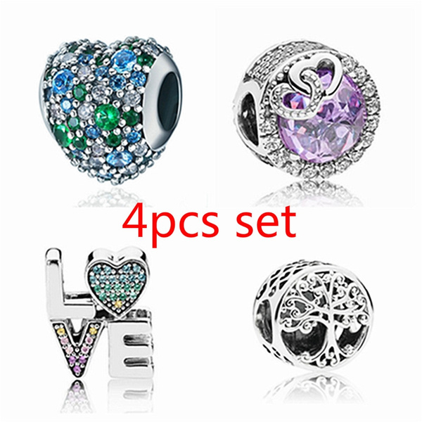 925 Silver Tree European CZ Charm Crystal Spacer Beads Fit Necklace Bracelet —— 