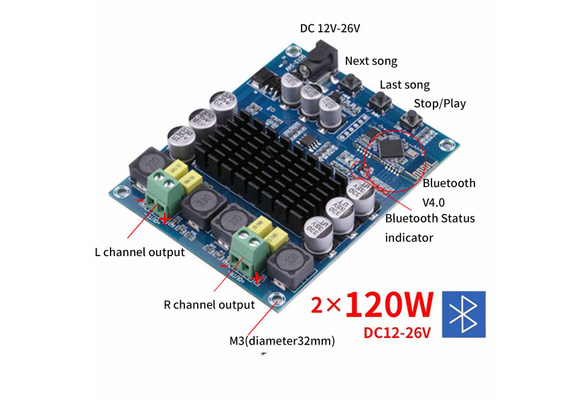 TPA3116D2 Bluetooth 4.0  2X120W Audio Receiver Digital Amplifier Board Case 