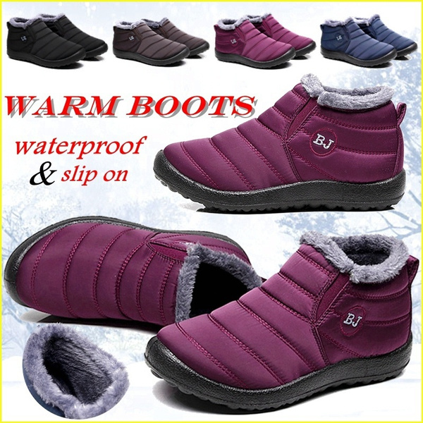 Women Winter Thicken Warm Boots Wool Cotton Shoes Ankle Boots ...