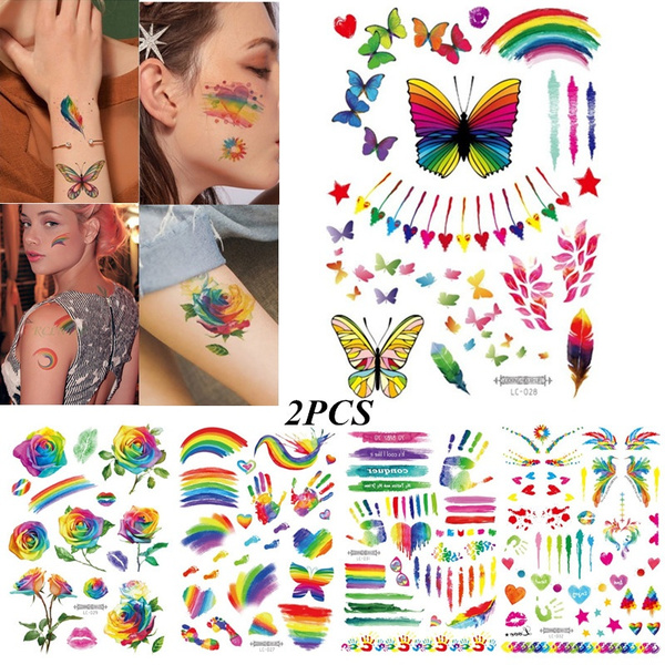 15 kinds LGBT Disposable Glitter Powder Temporary Tattoo Colorful Rainbow  Pride Day Stickers Gradient Color Adults Make Up  AliExpress