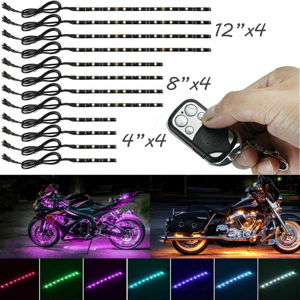 12X RGB Motorcycle LED Light Kit APP+Remote Neon Glow Strip for Harley-Davidson